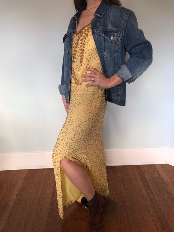 Yellow beaded dress - image 3