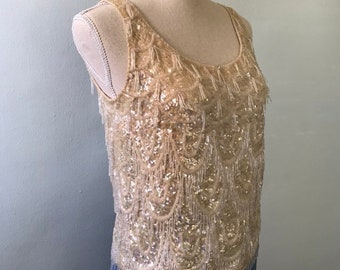60s fringe beaded cocktail top