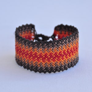 Macrame Bracelet, Brown, orange and red Bracelet, adjustable cuff bracelet, unisex jewelry, water resistant, nature inspired jewelry