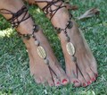Crochet Barefoot Sandals: Brown Ethnic Foot Jewelry, Toe Ring product logo
