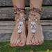 Barefoot SANDALS, EARTH MANDALA, Beach wedding, Foot jewelry, ankle bracelet,Brown Sandals,hippie,toe ring, Yoga Jewelry, Crochet jewelry 