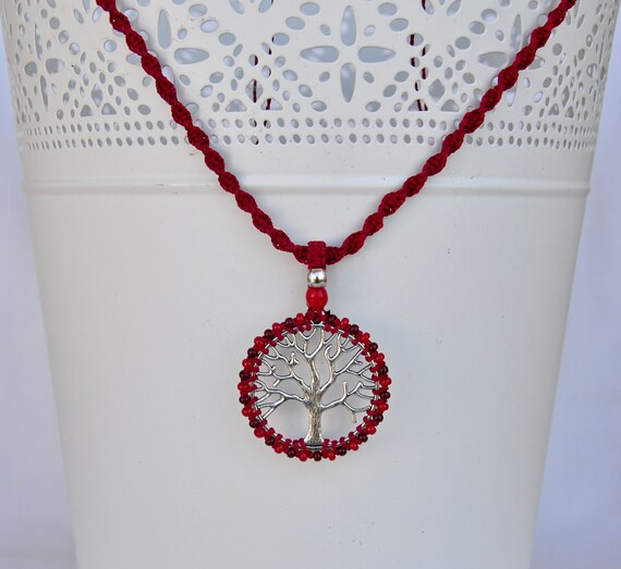 Collier Fantaisie Franges Style Tibétain - Argent Tibétain, Perles Rouges, Neuf Sans Boîte