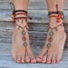 Barefoot SANDALS, FIRE MANDALA, Foot jewelry, Crochet jewelry, Beach wedding, Anklet, Boho sandals, Orange sandals,Yoga jewelry,Belly dance 