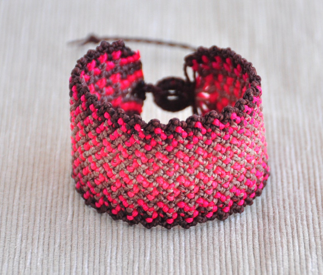 Macrame Cuff Bracelet, Glow in the Dark Bracelet, Neon Jewelry ...