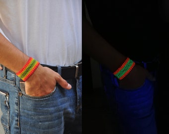 Glow in the Dark Macrame Bracelet: Neon Festival Jewelry