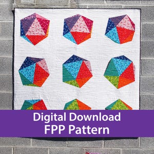 Spinning Icosahedron Quilt - 8&quot; Blocks / 24&quot; Finished - Paper Pieced PATTERN - PDF