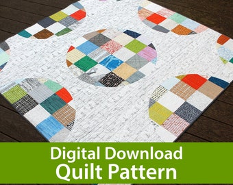 Pixelated Circles Quilt - PDF Pattern