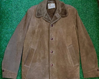 Vintage 1970s Lakeland Tan Suede Leather button up Western Jacket