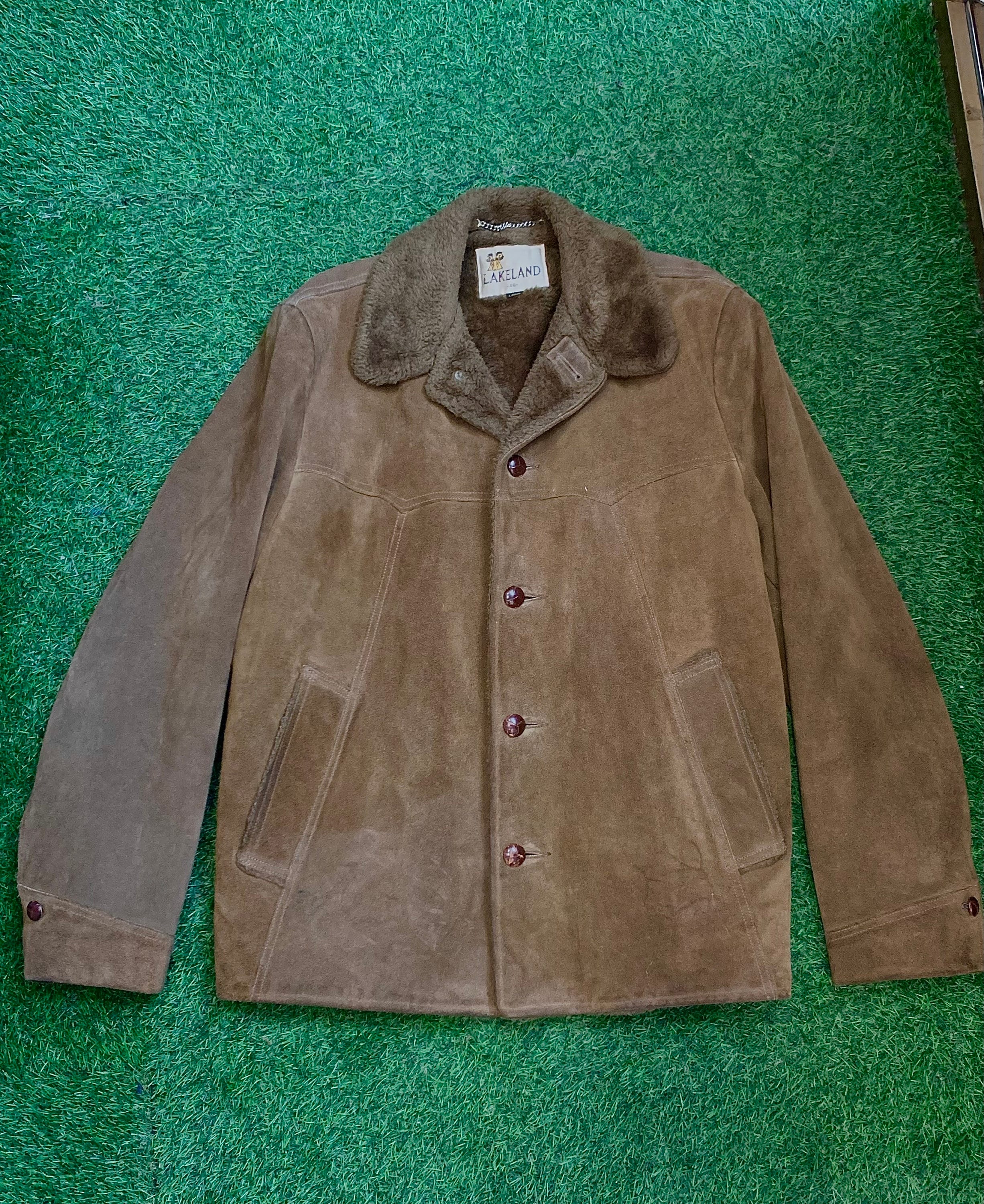 Vintage 1970s Lakeland Tan Suede Leather Button up Western