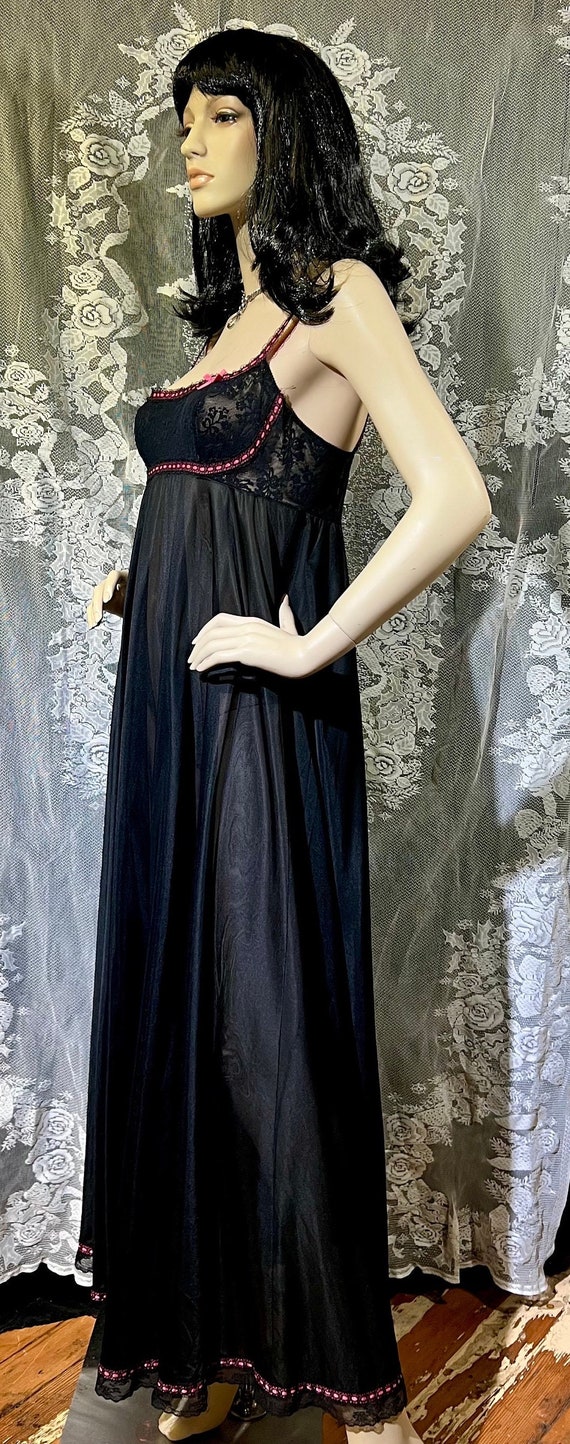 Vintage 1970s Joseph Magnin Black Lace Slip Dress… - image 4