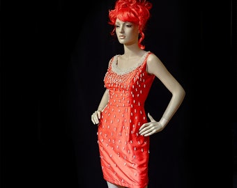 Vintage 60s Beaded Cocktail Wiggle dress #shimmybeads #sexy60s Small