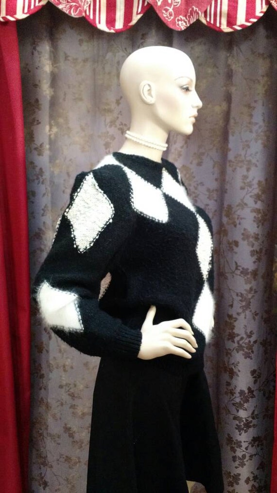 Vintage 1980's Jester Harlequin Angora Wool Acryli