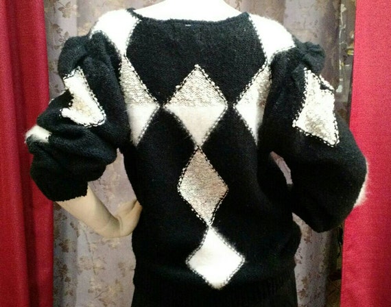 Vintage 1980s Jester Harlequin Angora Wool Acryli… - image 3