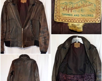 Vintage 1940s Appalachian Horse Hide Leather Jacket RARE