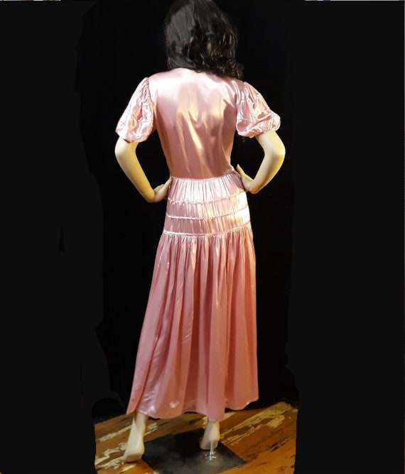 VINTAGE 1940s Pink Liquid Satin Formal Gown - image 2