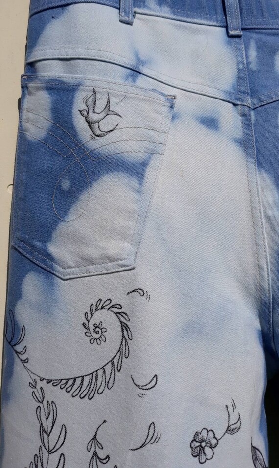 Vintage 70s Hand Drawn Artwork Jeans *Custom Avai… - image 4