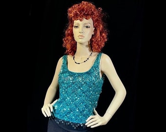 Vintage 50s/60s Beaded Sequin/ Midriff Tank/Cocktail Party/Mad Men