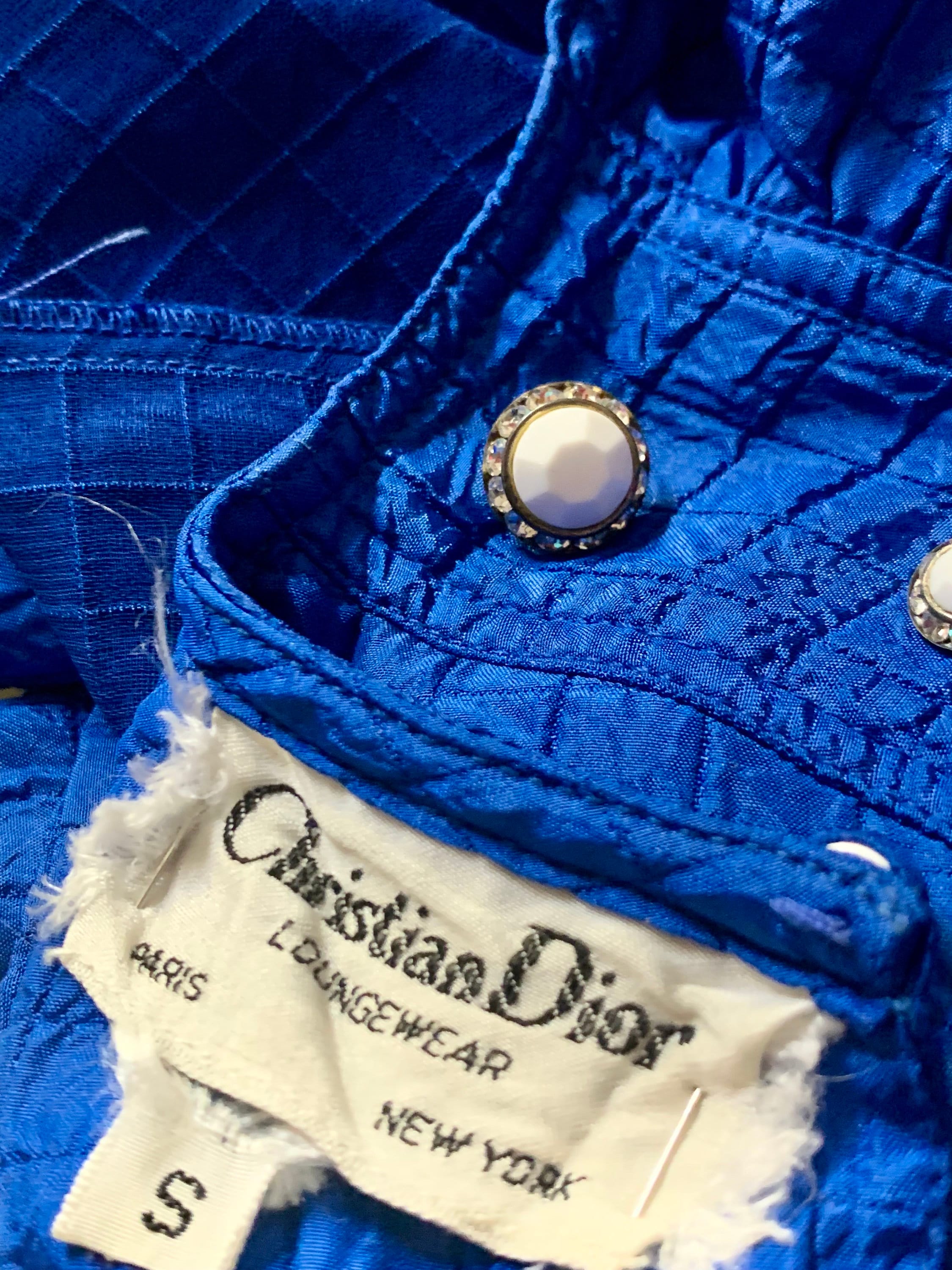Vintage 1980s/ Christian Dior/ Royal Blue/square Embossed Textured