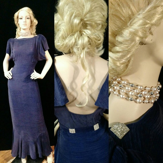 Exquisite 1930's Royal Blue Silk Velvet Gown