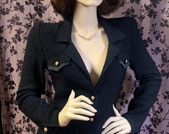 Vintage 1960s “Aldolfo at Saks Fifth Avenue” Wool Black Blazer