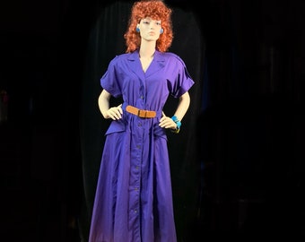 Vintage 1980s “Liz Claiborne Dresses” Purple/ short sleeve/button up/midi/ dress/ with original tags!