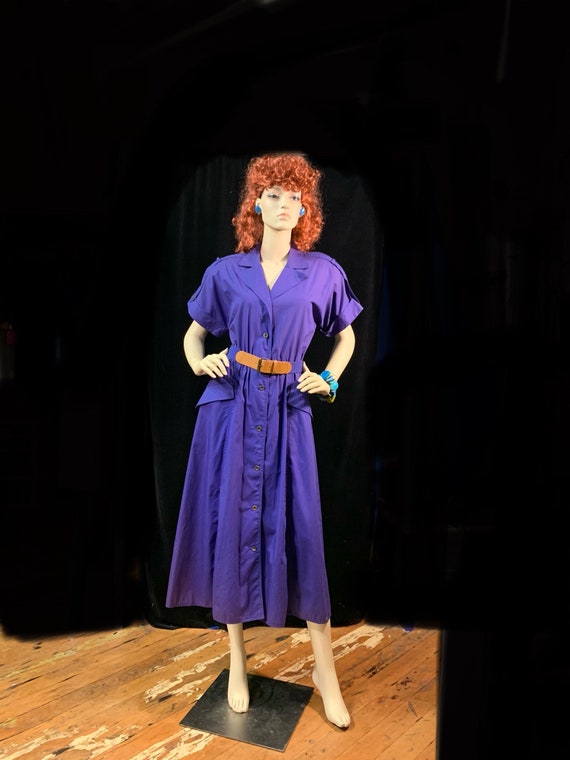 liz claiborne purple dress Vintage 1980s “liz Claiborne Dresses” Purple/ Short Sleeve/button Up/midi/  Dress/ With Original Tags!