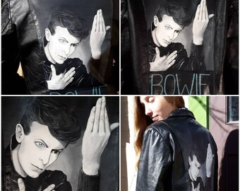 Hand Painted David Bowie Heroes Vintage 70s/80s Wilson's Leather Jacket