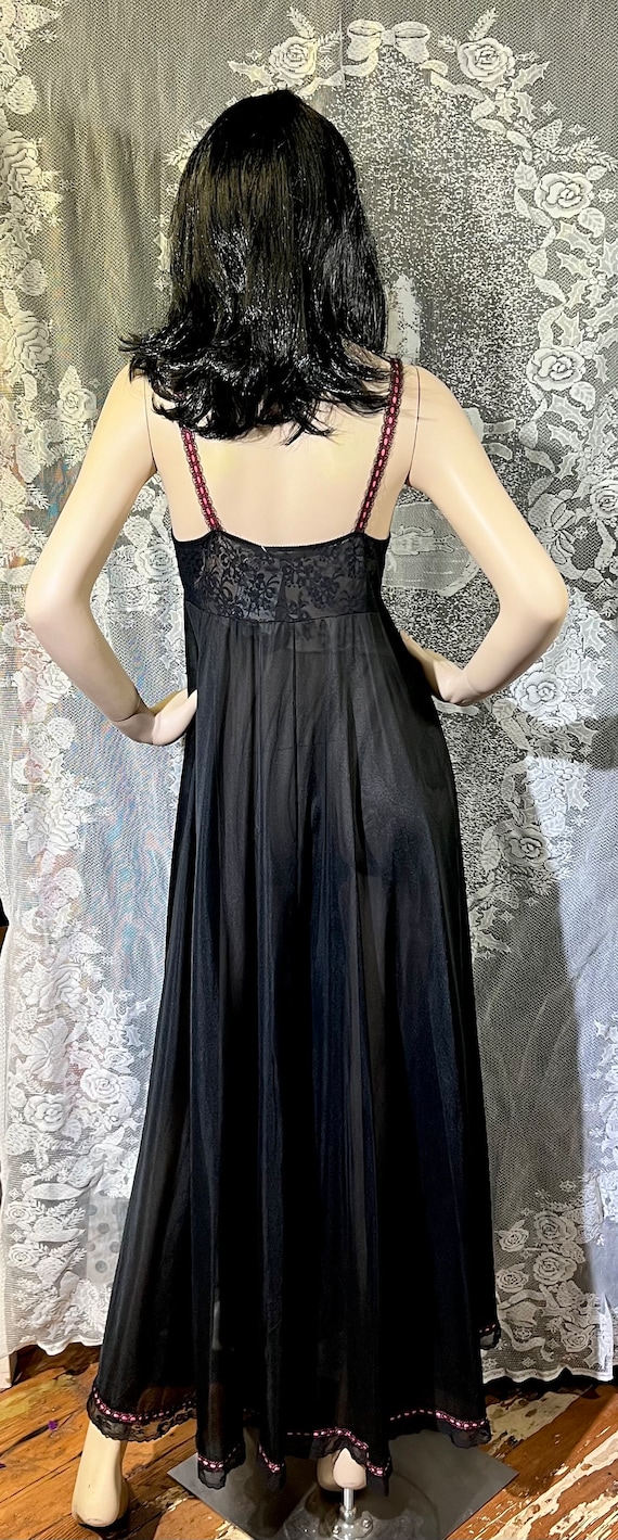 Vintage 1970s Joseph Magnin Black Lace Slip Dress… - image 5