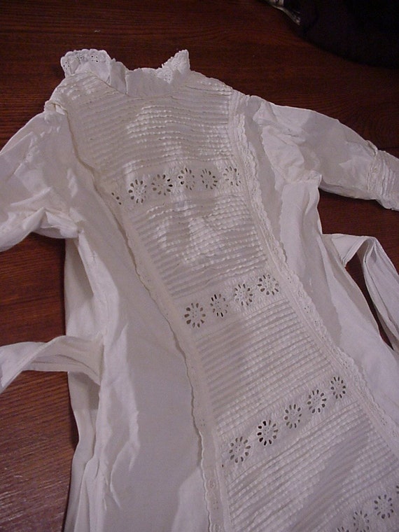 Vtg. Antique Linen 1800's Long Christening Gown S… - image 3