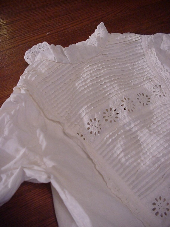 Vtg. Antique Linen 1800's Long Christening Gown Se