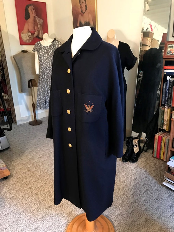 FAB 1940's Vtg. Cashmere Military Style Coat w/Me… - image 2