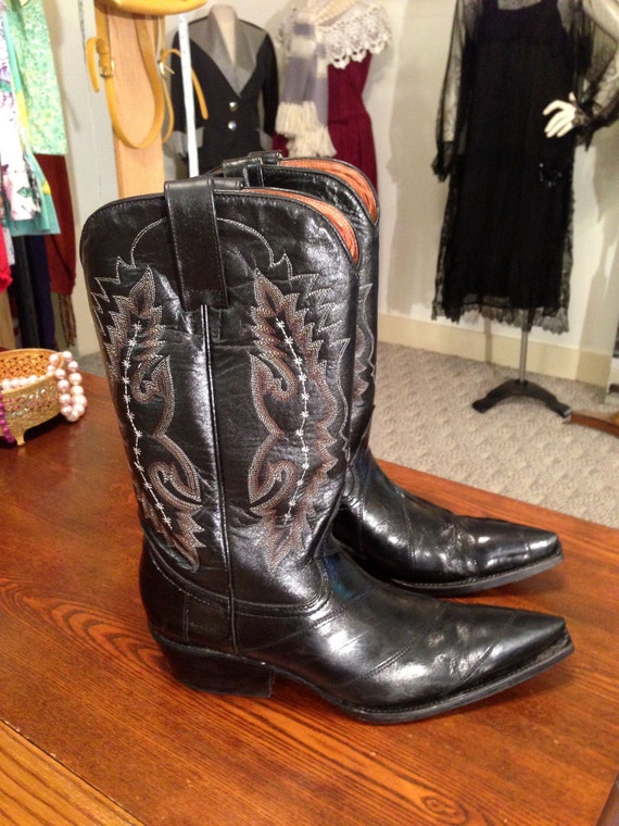 black eel skin cowboy boots