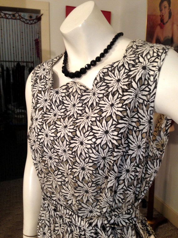 Vtg. 1950's Cut Out See Through Floral Sun Dress/O