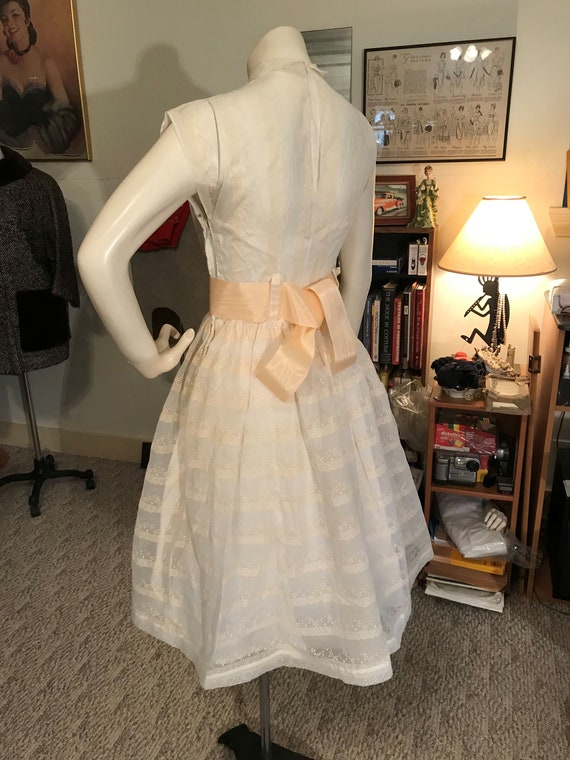 VTG 1940's Sheer Lace Organdy & Satin Dress/Elega… - image 3