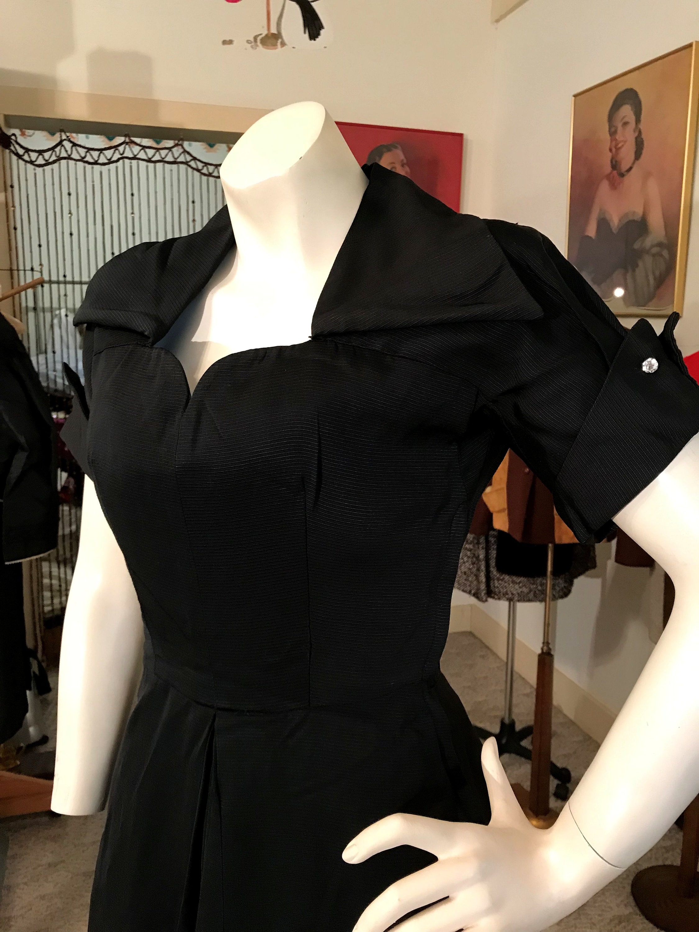 long black button down dress Women's Black, Long-Sleeve Form-Fitted Dress Shirt main image 1