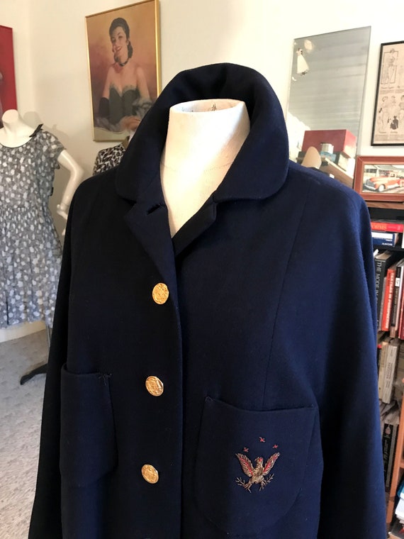 FAB 1940's Vtg. Cashmere Military Style Coat w/Me… - image 1