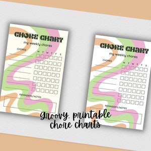 Groovy Printable Chore Chart, Kids Printable Chore Chart, Chore Chart ...