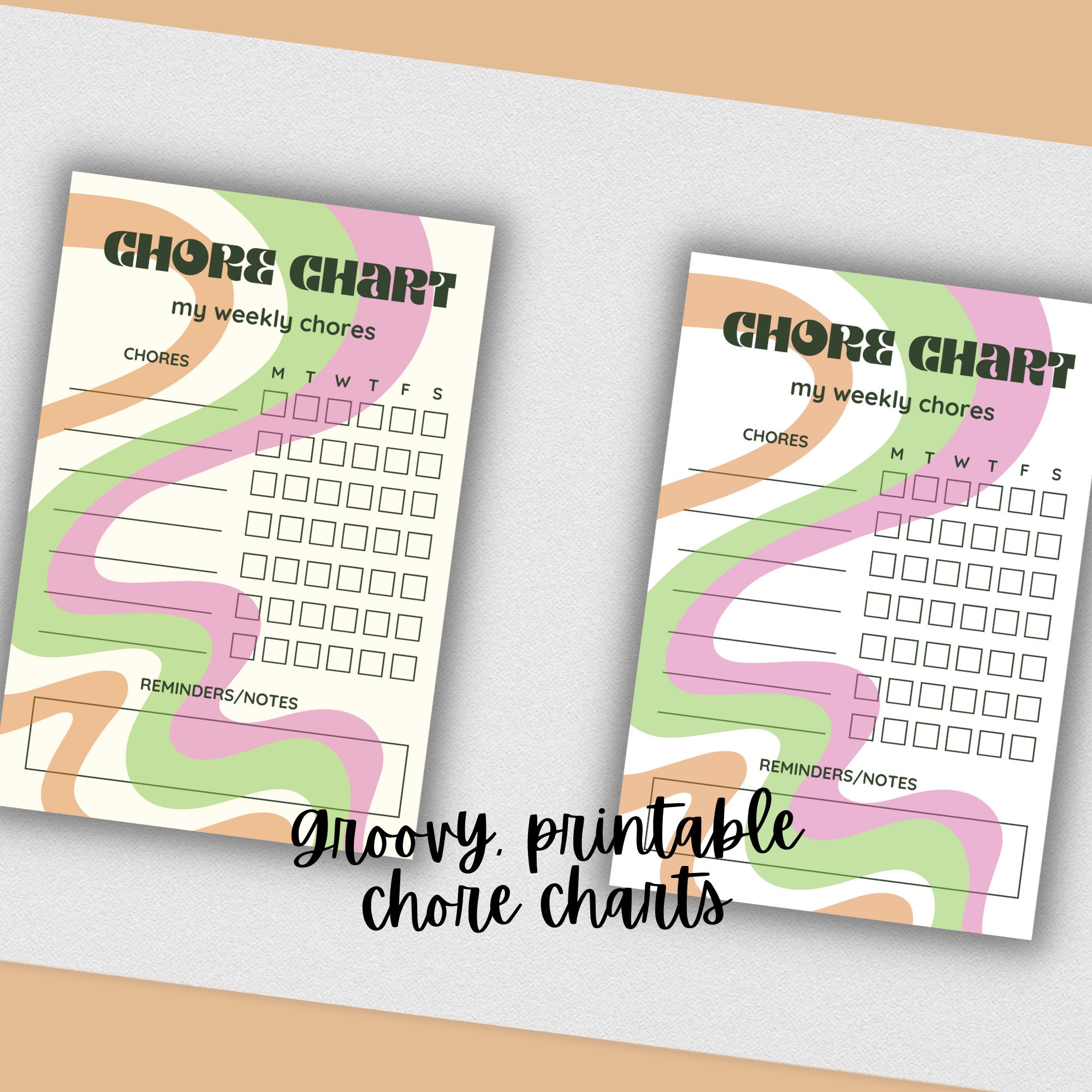 Groovy Printable Chore Chart, Kids Printable Chore Chart, Chore Chart ...
