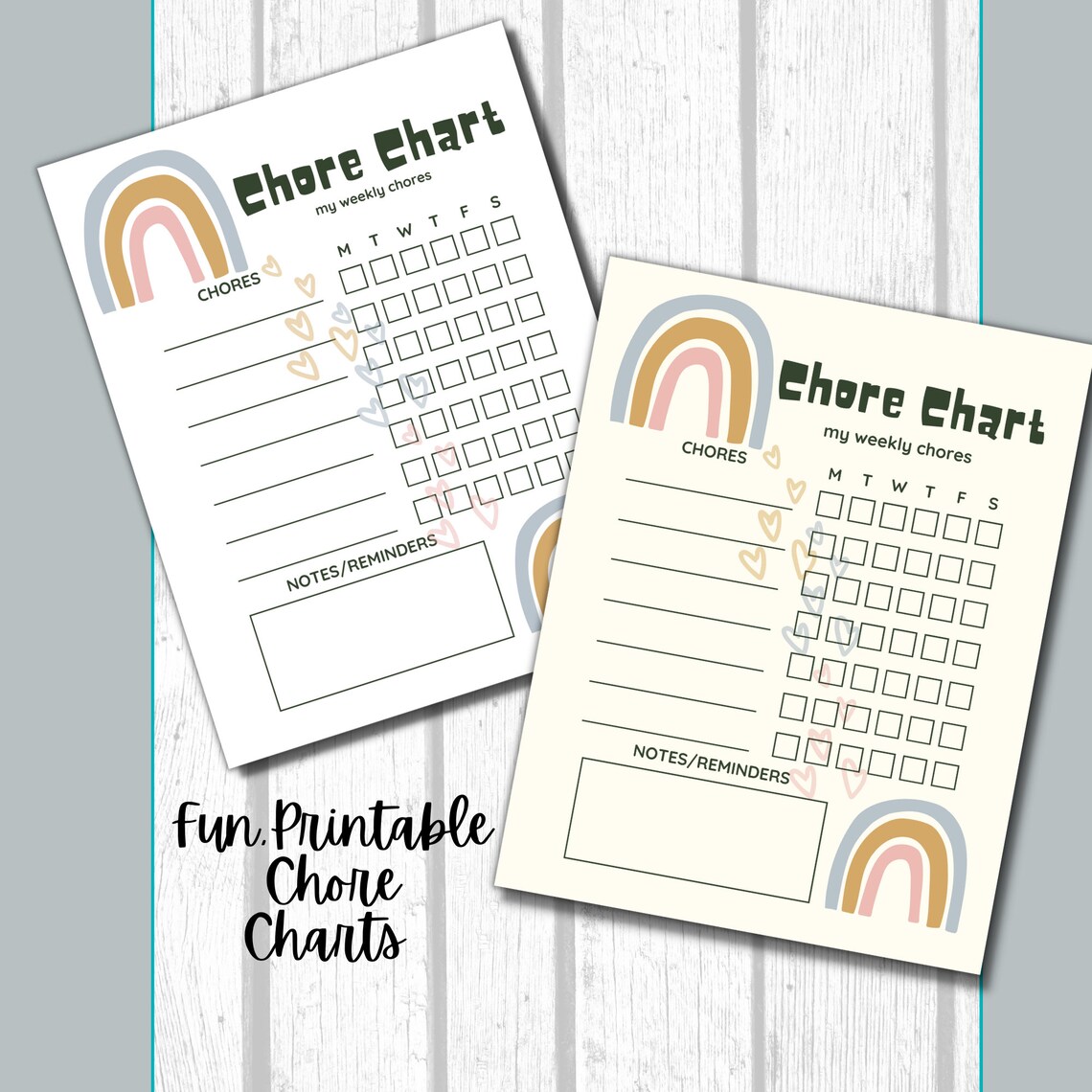 Rainbow Kids Printable Chore Chart, Chore Chart for Kids, Printable ...