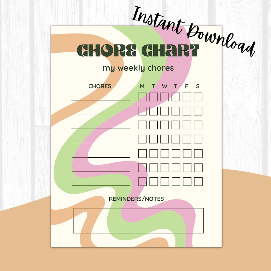 Groovy Printable Chore Chart, Kids Printable Chore Chart, Chore Chart ...