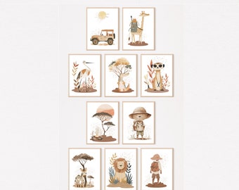 Safari Animals Art Prints: Kids Room Decor (Digital Download)