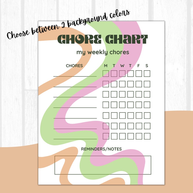 Groovy Printable Chore Chart, Kids Printable Chore Chart, Chore Chart ...