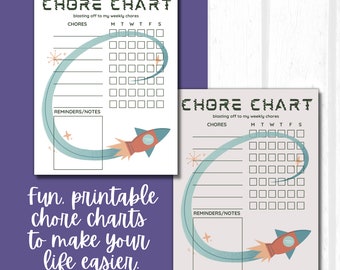 Rocket Chore Chart for Kids: Printable Weekly Planner (Digital Download)