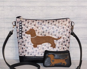 Dachshund faux leather Cross Body Bag with a Smooth Hair Dachshund or any Dachshund or Dog Breed - Made to Order