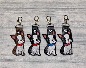 Boston Terrier Key Chain, Purse charm, key fob