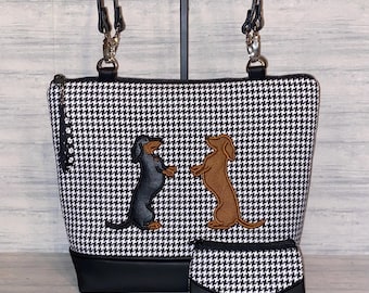 Dachshund Purse, Appliqued with your choice of  Dachshund - Wiener Dog  - Handbag - Purse - Shoulder Bag
