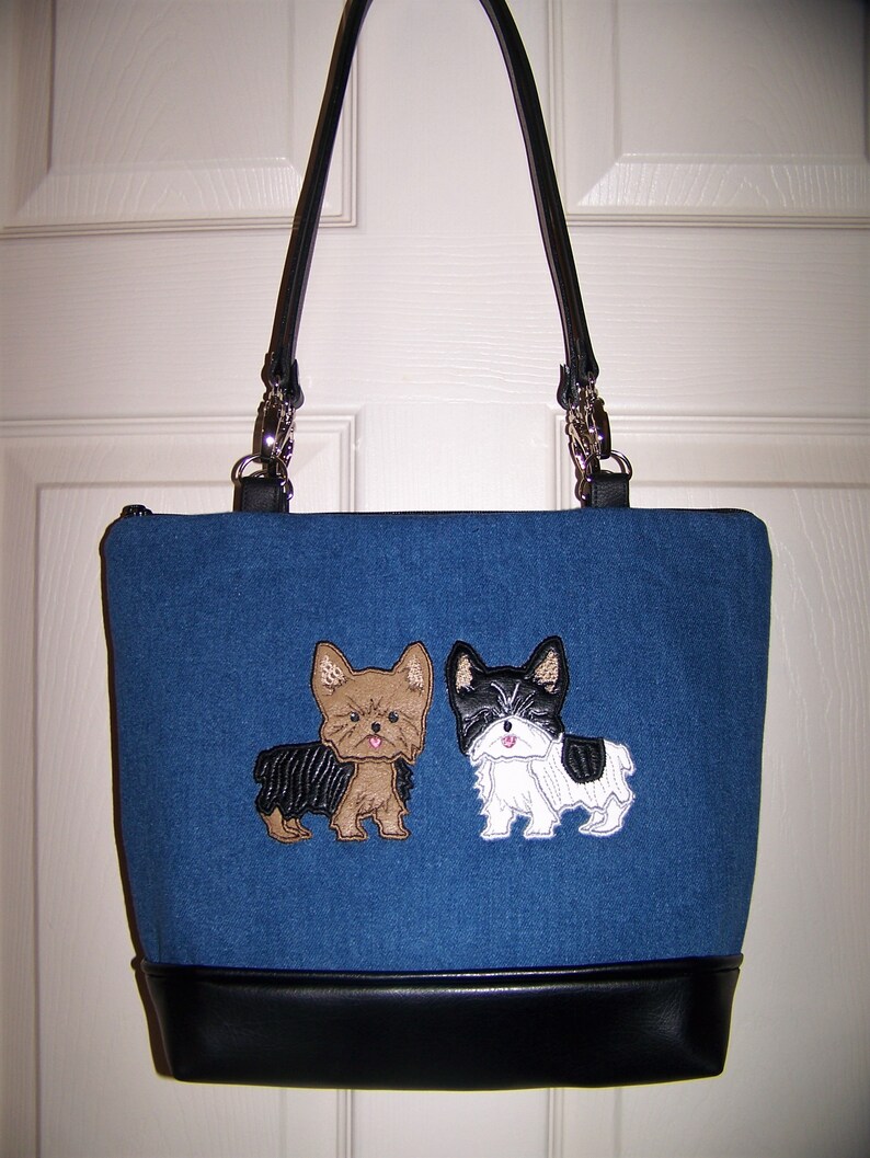 Yorkie Purse Appliqued Double Yorkie/Yorkshire Terrier Purse Etsy