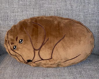 Dachshund Pillow: Soft Brown Minky Fabric Doxie - Handmade