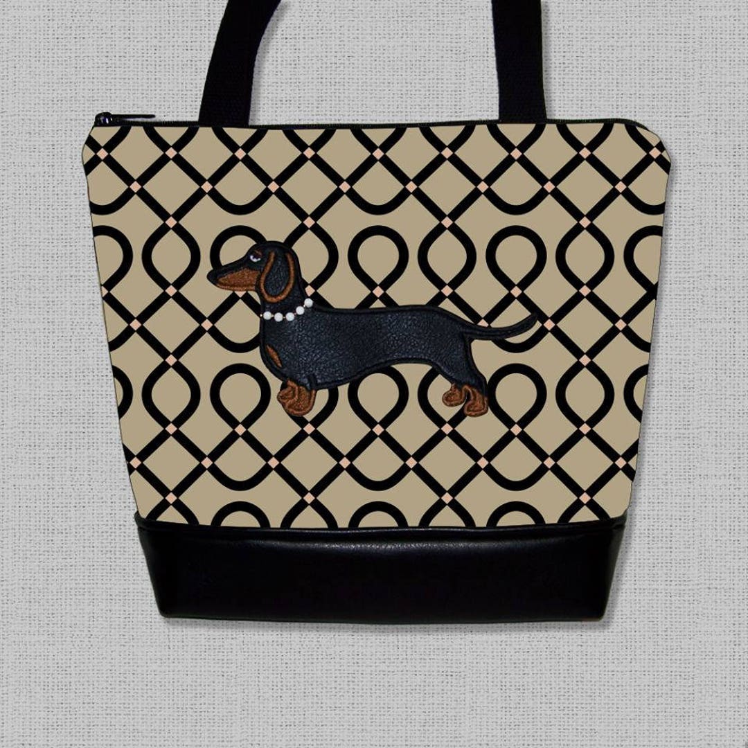Dachshund Purse Appliqued Dachshund Handbag Wiener Dog Purse Shoulder