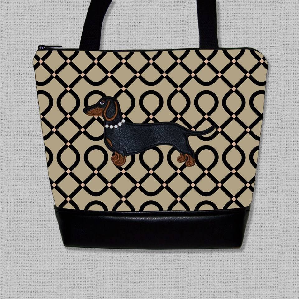Dachshund Purse Appliqued Dachshund Handbag Wiener Dog Etsy
